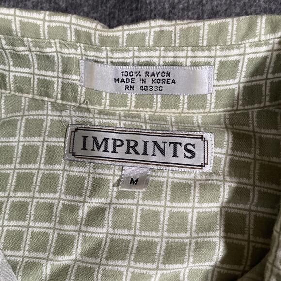 Vintage 90s IMPRINTS Shirt Mens Med Geometric Preppy Hipster Bowling Camp - Picture 3 of 8